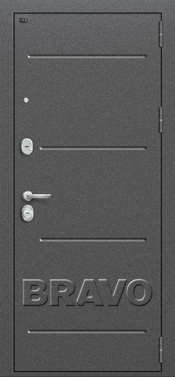 Входная дверь Р2-206 Антик Серебро/П-25 (Беленый Дуб) глухая — фото 1