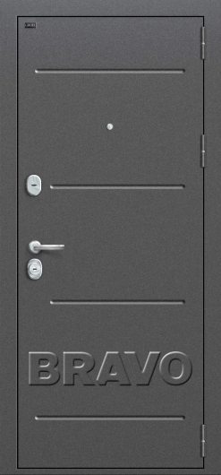 Входная дверь Т2-204 Антик Серебро/Cappuccino Crosscut глухая — фото 1