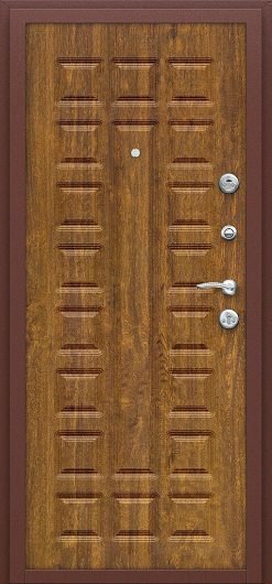 Входная дверь Йошкар Антик Медь/П-17 (Золотистый Дуб) — фото 2