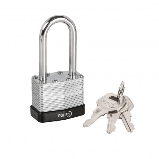 Замок навесной PK-6540L 3 key англ. длинная дужка — фото 1