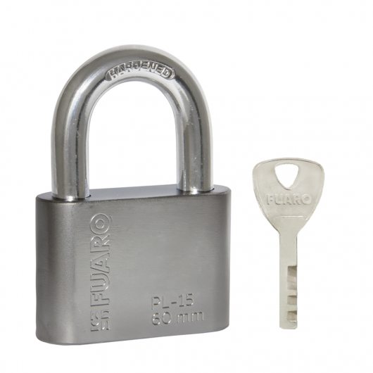 Замок навесной PL-WEATHER-1560 Nickel 4 fin key ( PL-15-60) диск. /блистер — фото 1