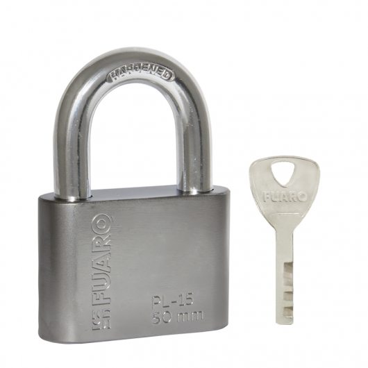 Замок навесной PL-WEATHER-1550 Nickel 4 fin key ( PL-15-50) диск. /блистер — фото 1