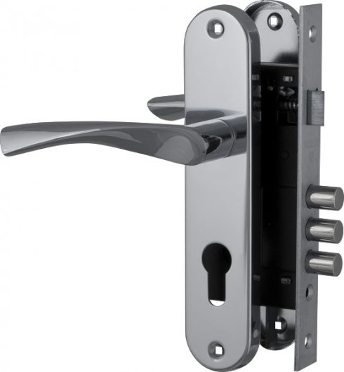 Замок цилиндровый с в комплекте с ручкой LOCKSET.1511W/B (SET F1511W/B) CP хром — фото 1