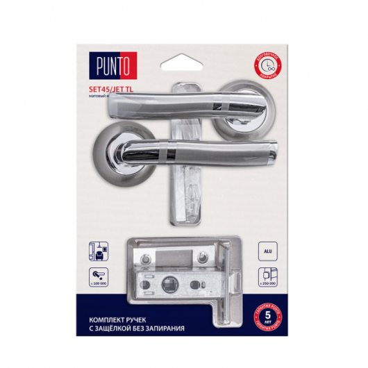 Комплект ручек с защелкой без запирания LM/A SET45R.TL54.JET/HD SN/CP-3 матовый никель/хром — фото 1