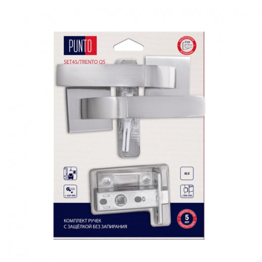 Комплект ручек с защелкой без запирания LM/A SET45K.QS52.TRENTO/HD SN-3 матовый никель — фото 1